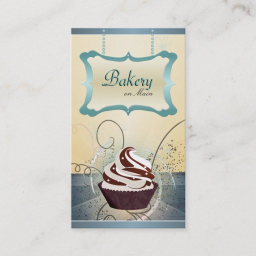 Customizable Modern Glowing Bakery &amp; Cupcake Business Card