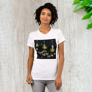 Modern Glowing Light Bulbs Happy New Year T-Shirt