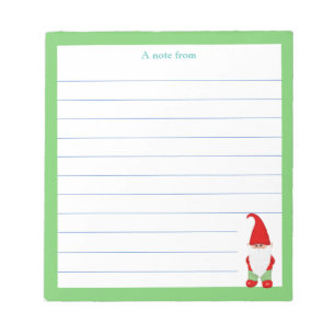 Modern Gnome with Green Frame Lined Notepad