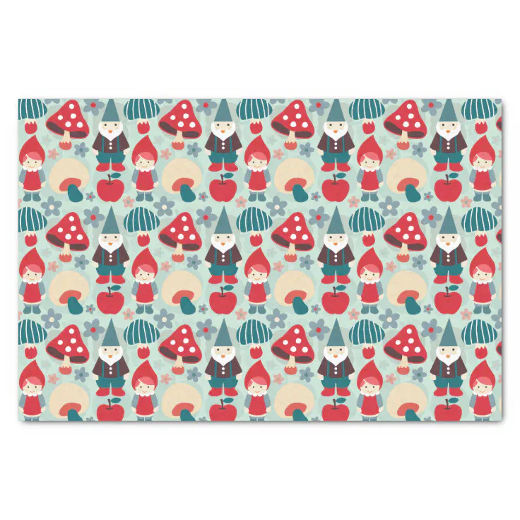 Modern Gnomes and Mushrooms Tissue Paper | Zazzle