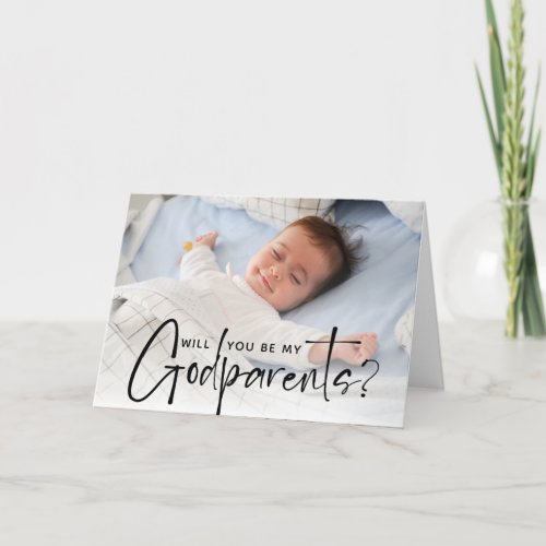 Modern Godparents Proposal Photo Card