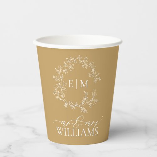 Modern Gol Leafy Crest Monogram Wedding Paper Cups - Create the perfect reception setting! We're loving this trendy, modern gold wedding invitation! Simple, elegant, and oh-so-pretty, it features a hand drawn leafy wreath encircling a modern wedding monogram. It is personalized in elegant typography, and accented with hand-lettered calligraphy. Finally, it is trimmed in a delicate frame. Veiw suite here: https://www.zazzle.com/collections/gold_leafy_crest_monogram_wedding-119668631605460589 Contact designer for matching products to complete the suite, OR for color variations of this design. Thank you sooo much for supporting our small business, we really appreciate it! 
We are so happy you love this design as much as we do, and would love to invite
you to be part of our new private Facebook group Wedding Planning Tips for Busy Brides. 
Join to receive the latest on sales, new releases and more! 
https://www.facebook.com/groups/622298402544171  
Copyright Anastasia Surridge for Elegant Invites, all rights reserved.