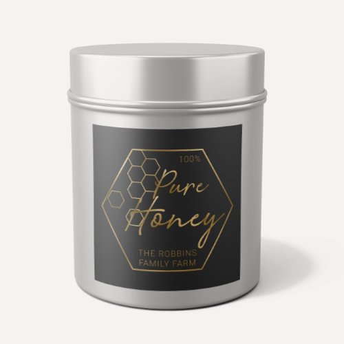 Modern Gold 100 Pure Honey Jar Labels Apiary Name
