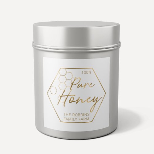 Modern Gold 100 Pure Honey Jar Labels Apiary Name