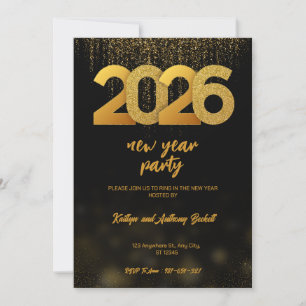 Modern Gold 2026 New Year Party Digital Invitation