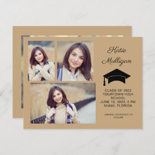 Modern Gold 4 Photo Graduation Save Date 2022