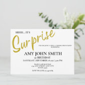 Modern Gold 50 Birthday Surprise Party Invitation (Standing Front)