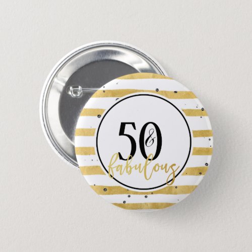 Modern Gold 50  Fabulous Birthday Confetti Button