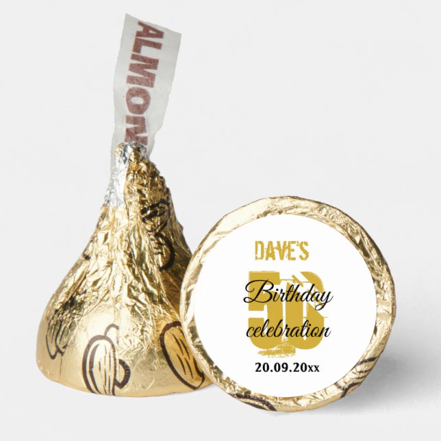 Modern Gold 50th Any Age Birthday Party  Hershey®'s Kisses® (Front)