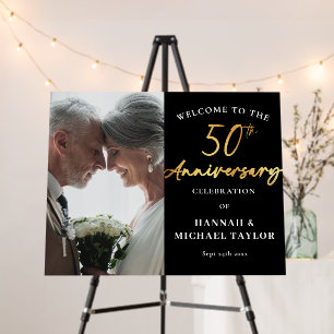 Modern Gold 50th Wedding Anniversary Welcome Foam Board