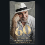 Modern Gold 60th Photo Birthday Welcome Party Banner<br><div class="desc">Modern Gold 60th Photo Birthday Welcome Party Banner</div>