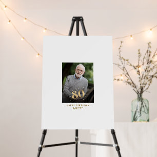 Modern Gold 80th Photo Birthday Guest Book Sign in