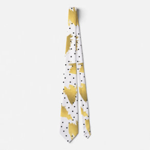 Modern gold abstract brush polka dots pattern neck tie