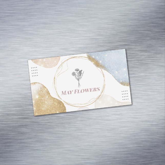 Modern Gold Abstract Shapes    Business Card Magnet (In Situ)