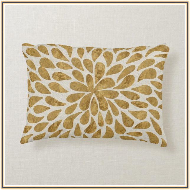 Modern Gold and Beige Teardrops Accent Pillow (Creator Uploaded)