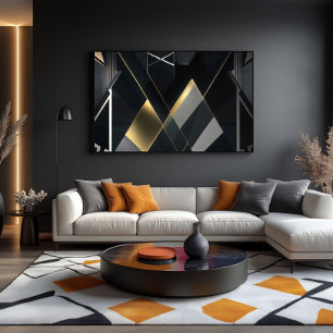 Modern Gold and Black Abstract Canvas Print