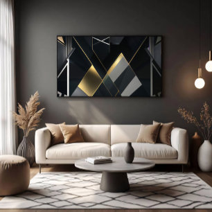 Modern Gold and Black Abstract Poster