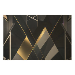 Modern Gold and Black Abstract Wood Wall Art