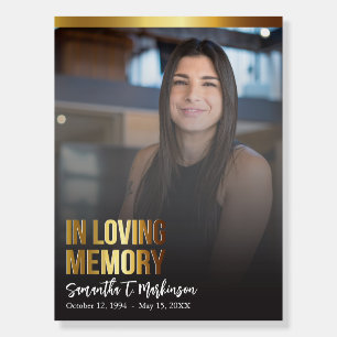 Modern Gold and Black Bold Photo Funeral Foam Board