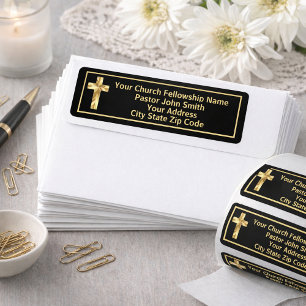 Modern Gold and Black Church Pastor Business Label