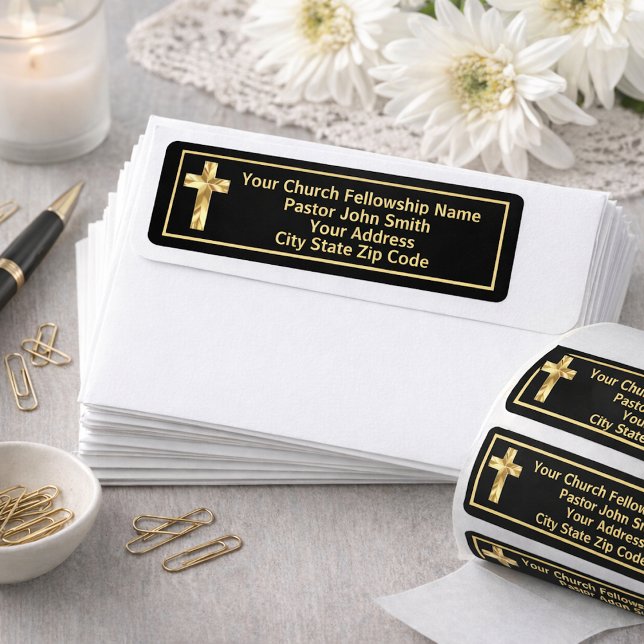 Modern Gold and Black Church Pastor Business Label (Creator Uploaded)
