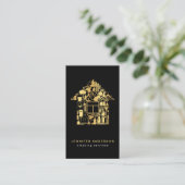 Modern Gold And Black Cleaning Services Business Card (Standing Front)