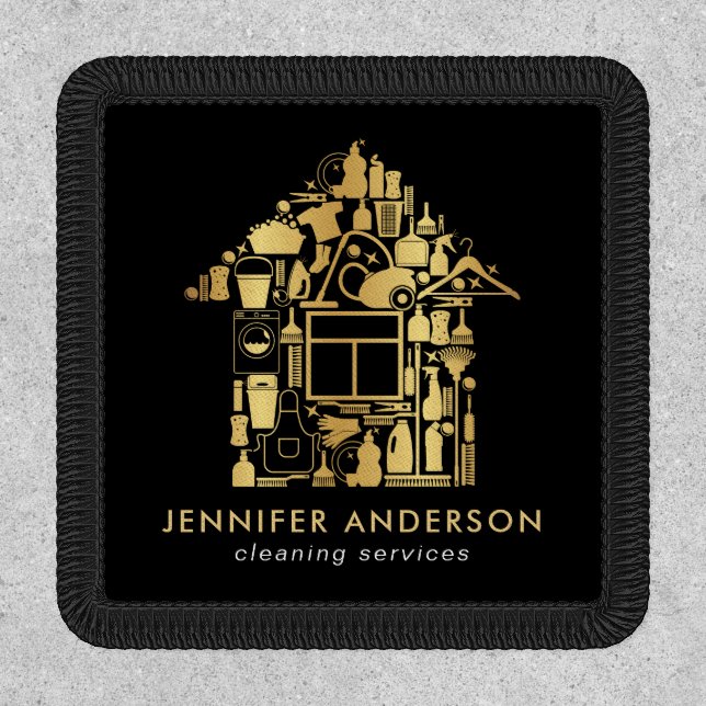 Modern Gold And Black Cleaning Services Patch (Front)