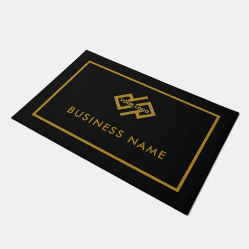 Modern Gold And Black Company Business Logo Doormat