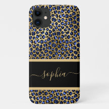 Modern Gold and Black Leopard Print Personalized