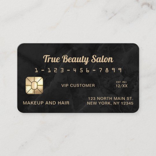 Modern Gold and Black Marble Stone Credit Card