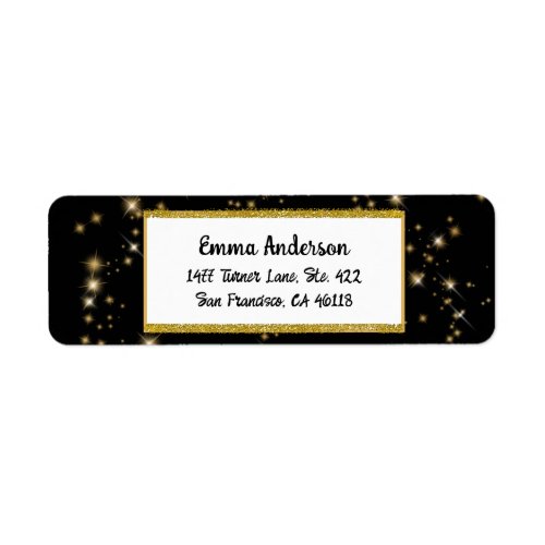 Modern Gold and Black New Years Eve Party Return Label