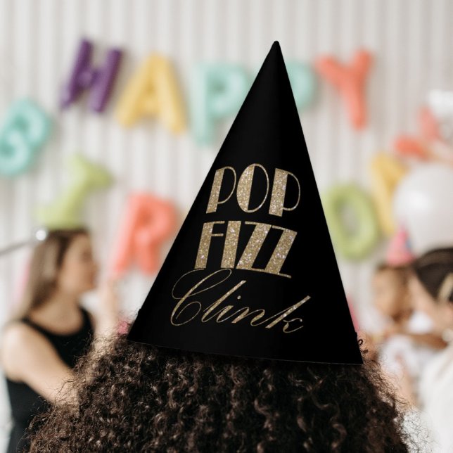 Modern Gold and Black Party Pop Fizz Clink Party Hat (Modern Gold and Black Party Pop Fizz Clink Party Hat)