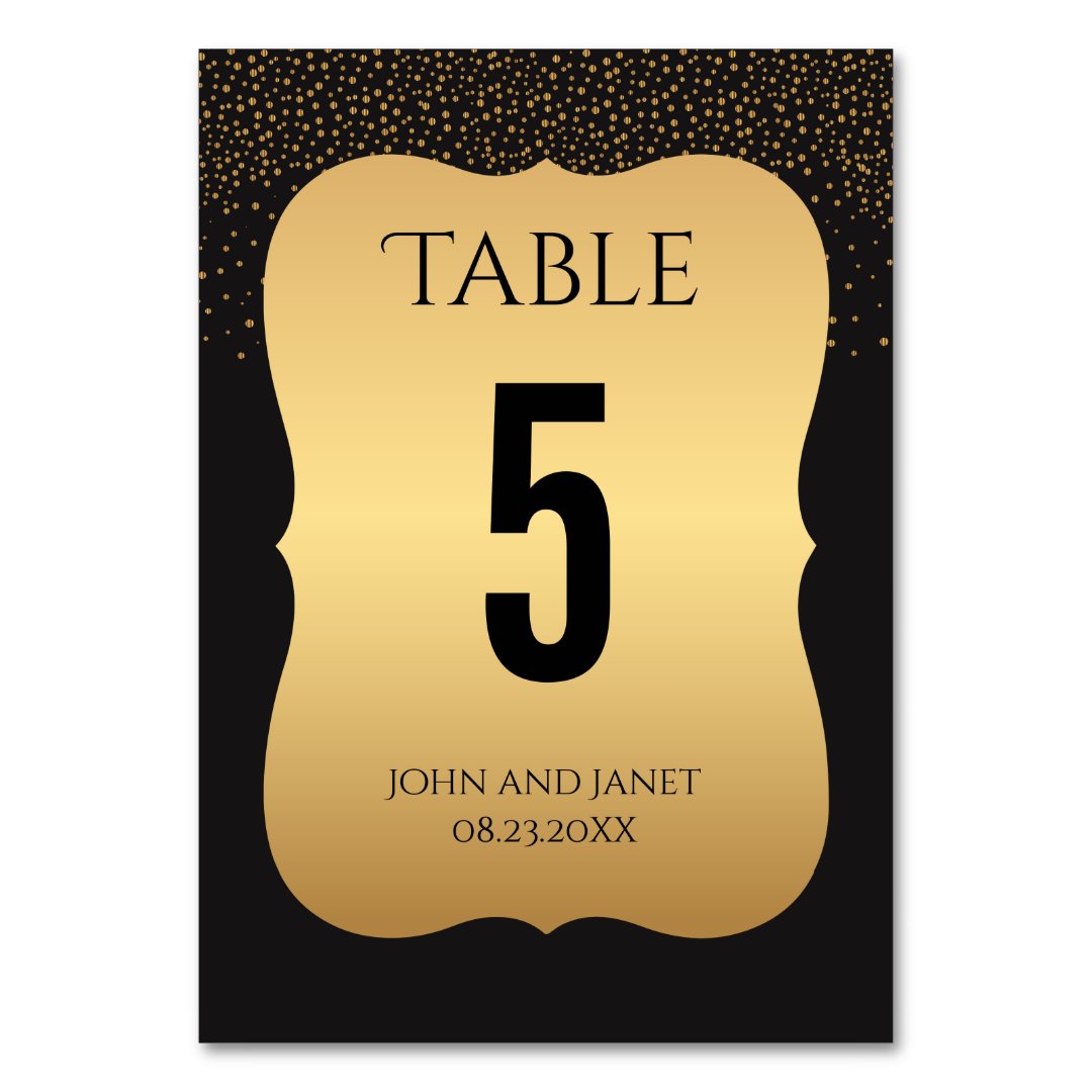 Modern Gold and Black Table Numbers | Zazzle