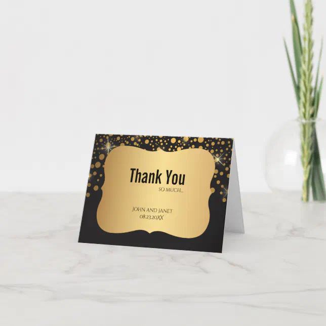 Modern Gold and Black Thank You Card | Zazzle