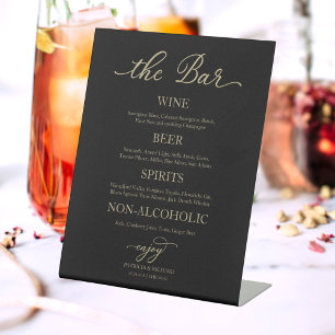 Modern Gold and Black Wedding Cocktail Bar Sign