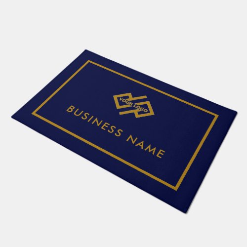 Modern Gold And Bleu Company Business Logo Doormat