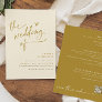 Modern Gold and Cream Handwriting Heart Wedding Invitation