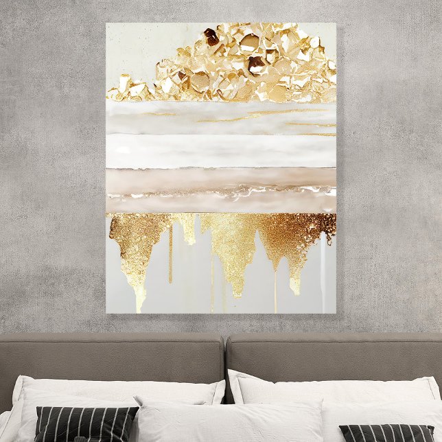 Modern Gold and Cream Textured Abstract Wall Art Acrylic Photo Tile (Creator Uploaded)