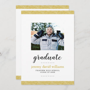 Modern Gold and Gray Photo Graduation Party Invitation