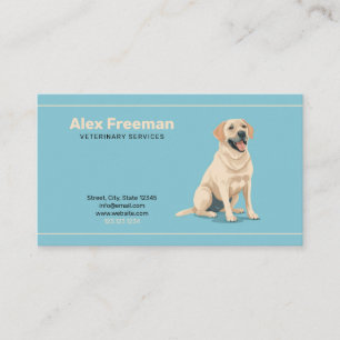 Modern Gold and Green Dog Illustration Veterinary Business Card