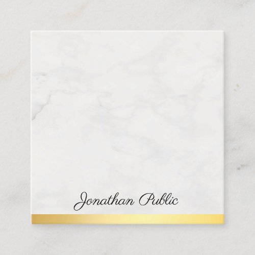 Modern Gold And Marble Elegant Hand Script Text Square Business Card