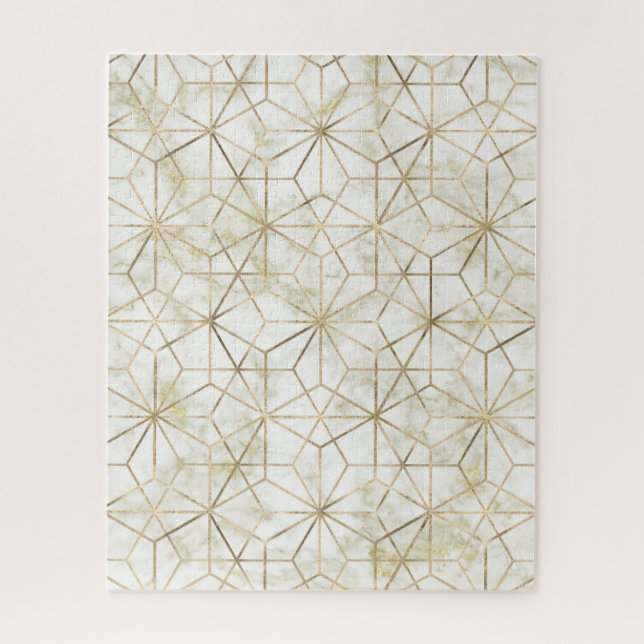 Modern gold and marble geometric star flower image jigsaw puzzle (Vertical)