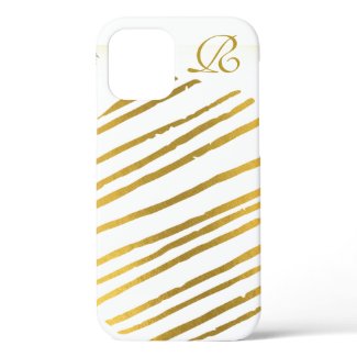 Modern Gold and Monogram iPhone 12 Case