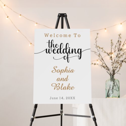 Modern Gold and Off White Wedding Sign