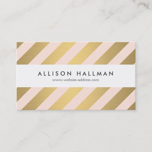 Modern Gold and Peach Diagonal Stripes Business Card Templates