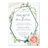Modern Gold and Pink Geometric Wedding Invite