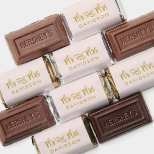 Modern Gold and Pink Monogram Mr and Mrs Hershey's Miniatures