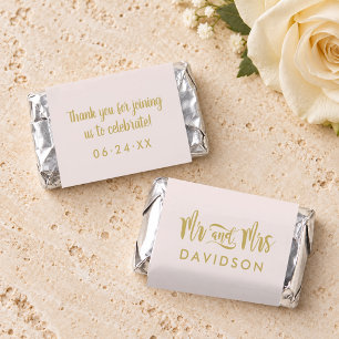 Modern Gold and Pink Monogram Mr and Mrs Hershey's Miniatures