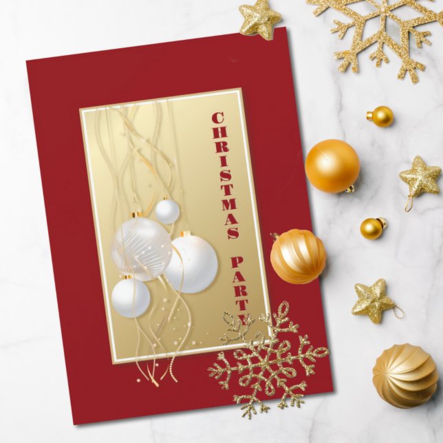 Modern Gold and Red Christmas Party Invitation (Creator Uploaded)