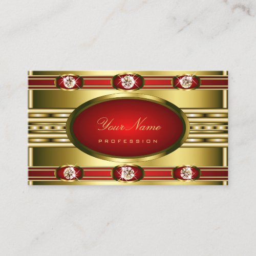 Modern Gold and Red Colors with Faux Rhinestones Business Card